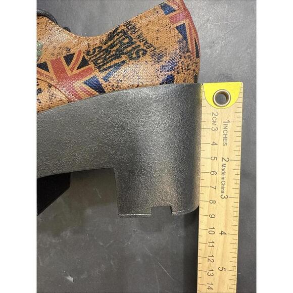 CS T&P Harajuku Platform Shoes UK Punk Print Brown Chunky Lace Up Goth Size M - Picture 10 of 15